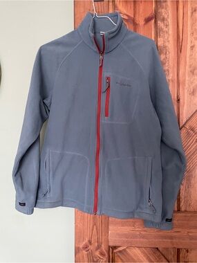 Columbia Men's Slate Gray Fleece Jacket with Red Zippers